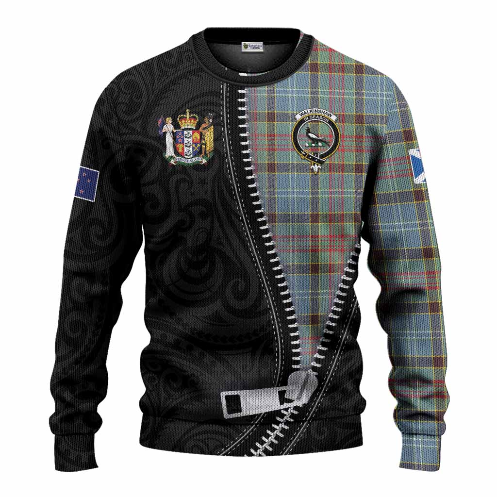 Walkinshaw Tartan Knitted Sweater New Zealand Pattern Unique Zipper Stylized