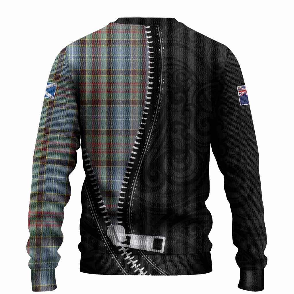 Walkinshaw Tartan Knitted Sweater New Zealand Pattern Unique Zipper Stylized