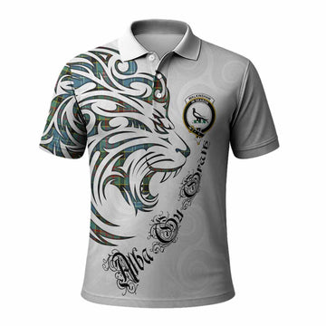 Walkinshaw Tartan Lion Roar Polo Shirt Alba Gu Brath with Celtic Motifs