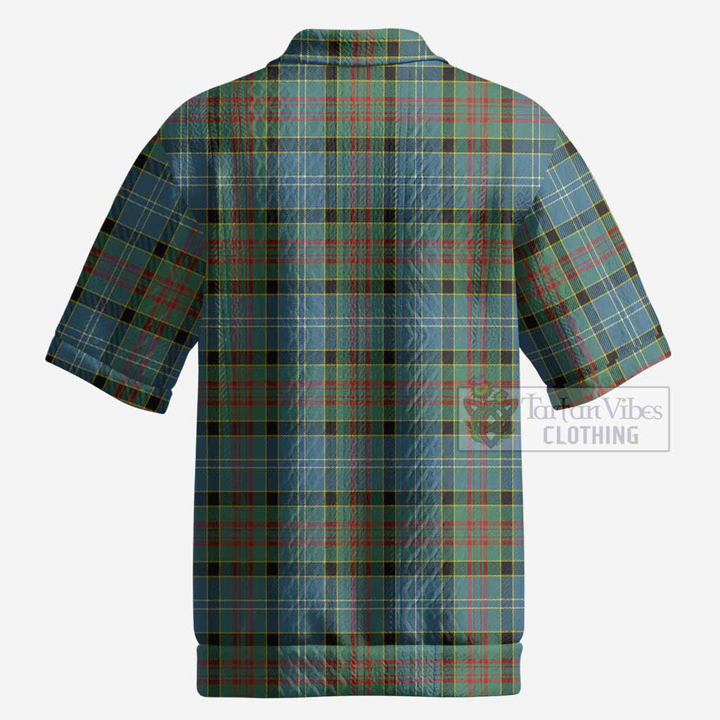 Walkinshaw Tartan Men’s Polo Sweater Top with Family Crest