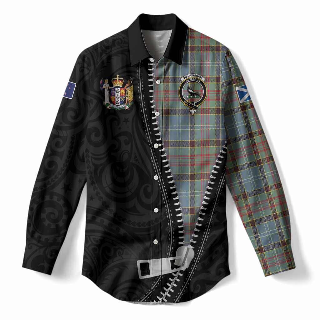 Walkinshaw Tartan Women Casual Shirt New Zealand Pattern Unique Zipper Stylized