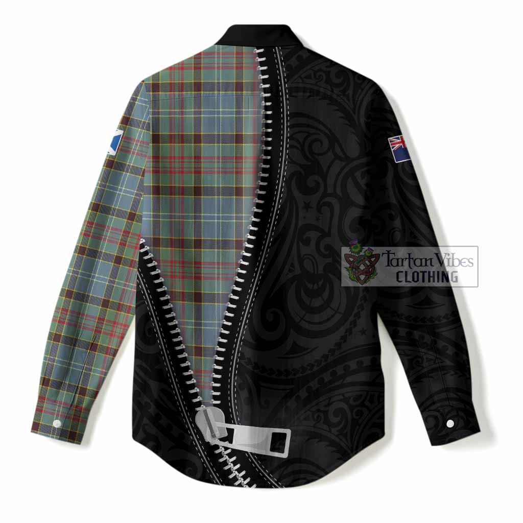 Walkinshaw Tartan Women Casual Shirt New Zealand Pattern Unique Zipper Stylized