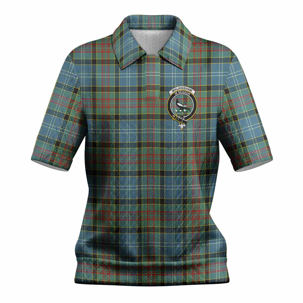 Walkinshaw Tartan Women’s Polo Sweater Top with Family Crest