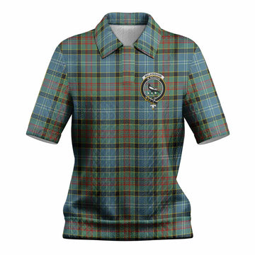 Walkinshaw Tartan Women’s Polo Sweater Top with Family Crest