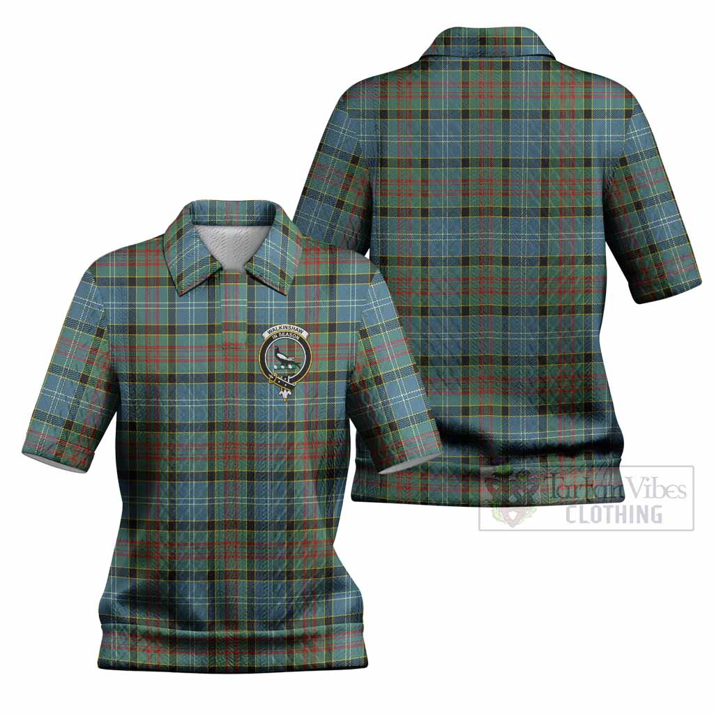 Walkinshaw Tartan Women’s Polo Sweater Top with Family Crest