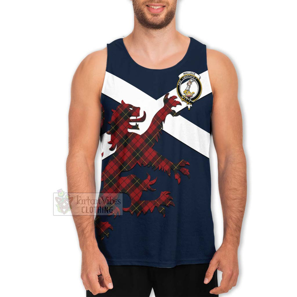 Tartan Vibes Clothing Wallace Tartan Lion Rampant Men's Tank Top – Proudly Display Your Heritage with Alba Gu Brath and Clan Name
