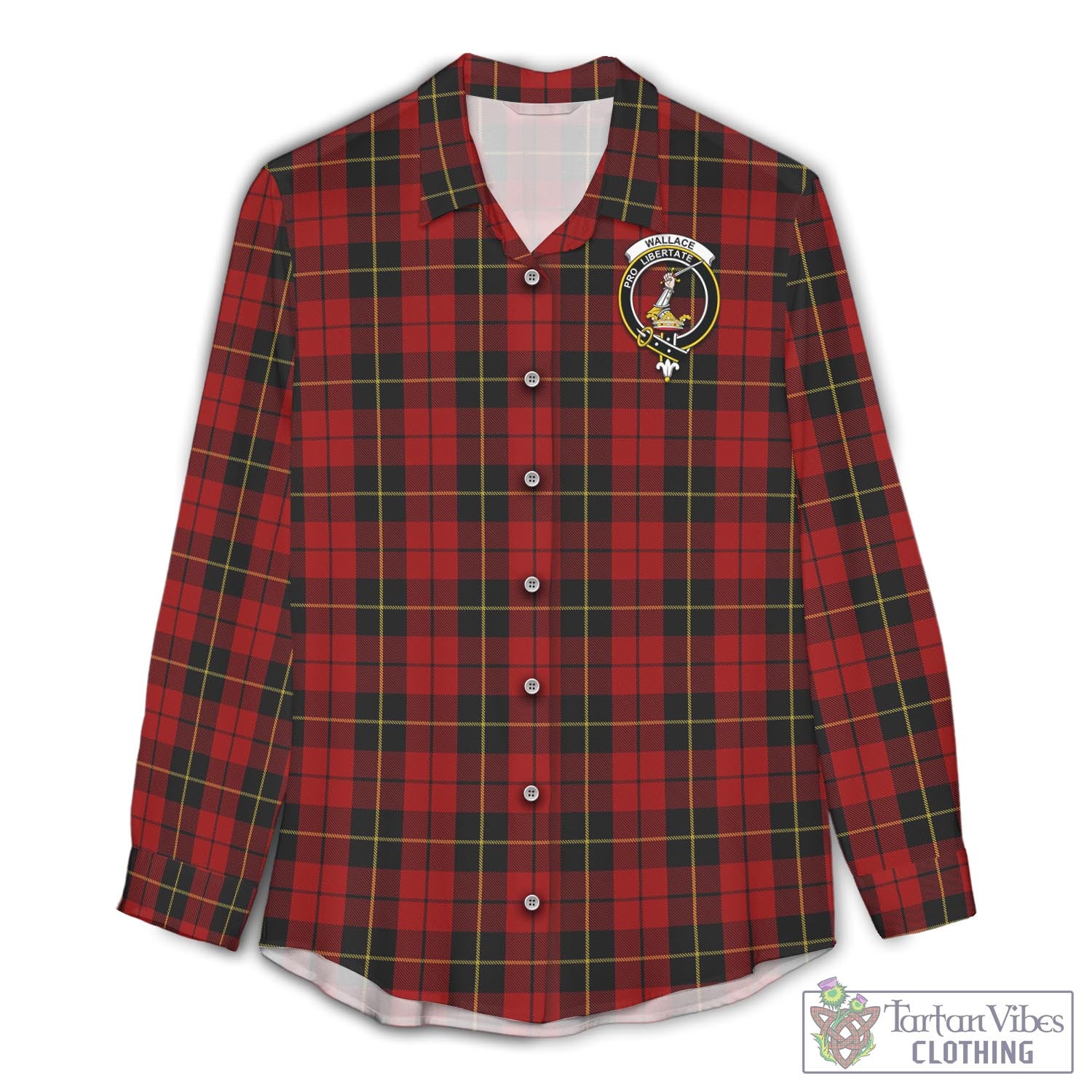 Tartan Vibes Clothing Wallace Tartan Womens Casual Shirt with Family Crest