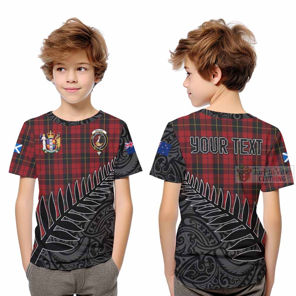 Tartan Vibes Clothing Wallace Crest Tartan Kid T-Shirt with New Zealand Silver Fern Half Style