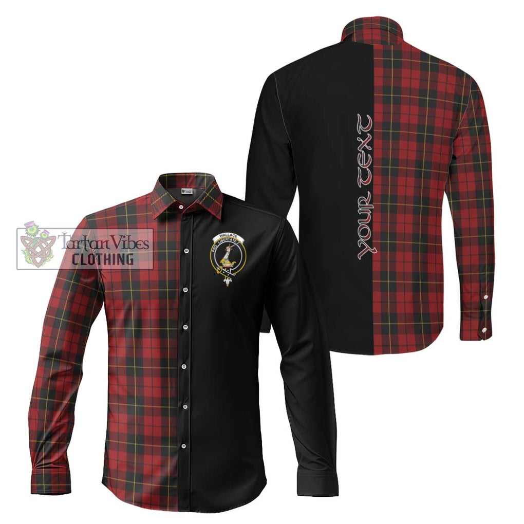 Wallace Tartan Long Sleeve Button Shirt with Family Crest and Half Of Me Style Men's Shirt S - Tartanvibesclothing Shop