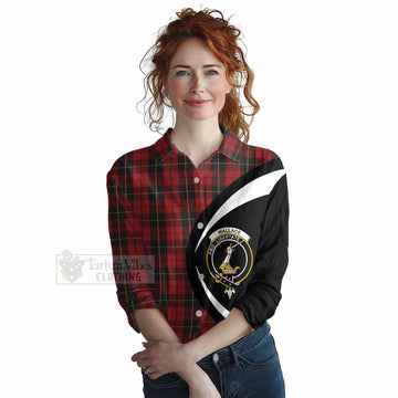 Tartan Vibes Clothing Wallace Tartan Women's Casual Shirt with Family Crest Circle Style
