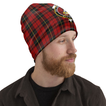 Wallace Tartan Beanies Hat with Family Crest