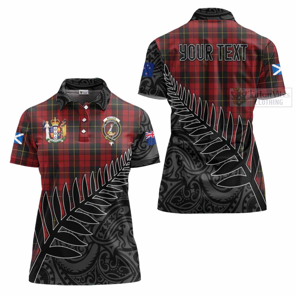 Tartan Vibes Clothing Wallace Crest Tartan Women's Polo Shirt with New Zealand Silver Fern Half Style