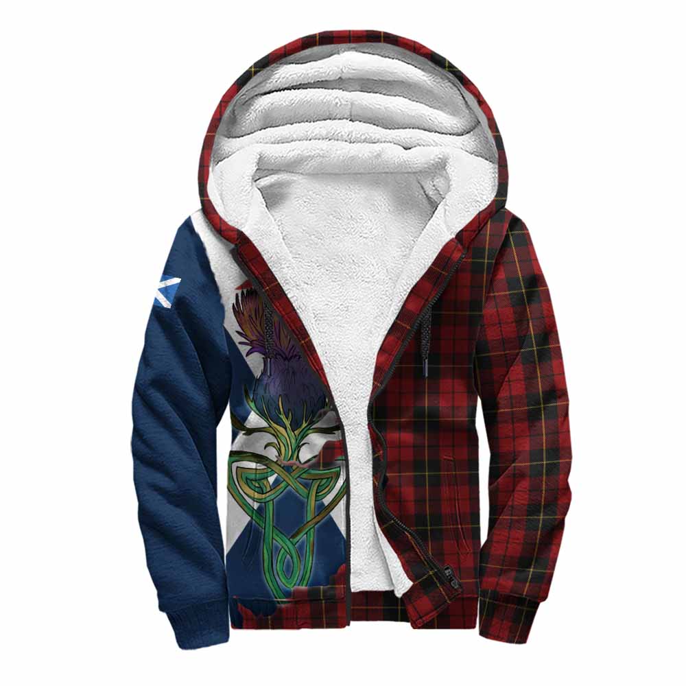 Tartan Vibes Clothing Wallace Tartan Family Crest Sherpa Hoodie Scottish Thistle Celtic Inspired