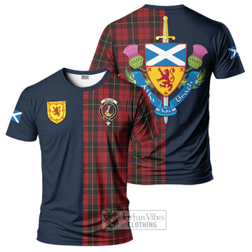 Tartan Vibes Clothing Wallace Tartan T-Shirt Alba with Scottish Lion Royal Arm Half Style
