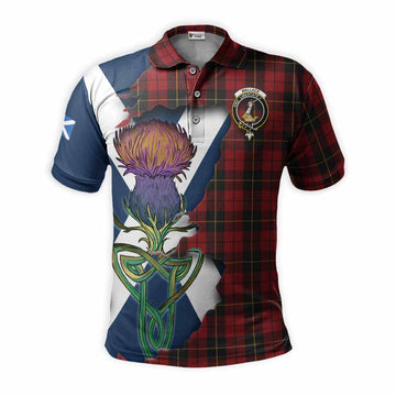 Wallace Tartan Family Crest Polo Shirt Scottish Thistle Celtic Inspired