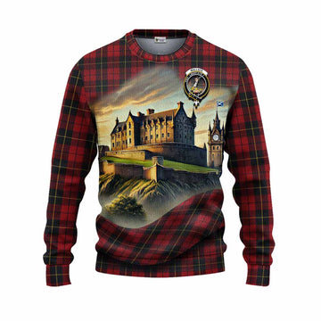 Tartan Vibes Clothing Wallace Tartan Family Crest Knitted Sweater with Scottish Ancient Castle Style