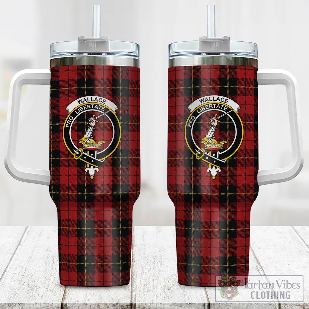 Tartan Vibes Clothing Wallace Tartan and Family Crest Tumbler with Handle