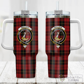 Tartan Vibes Clothing Wallace Tartan and Family Crest Tumbler with Handle