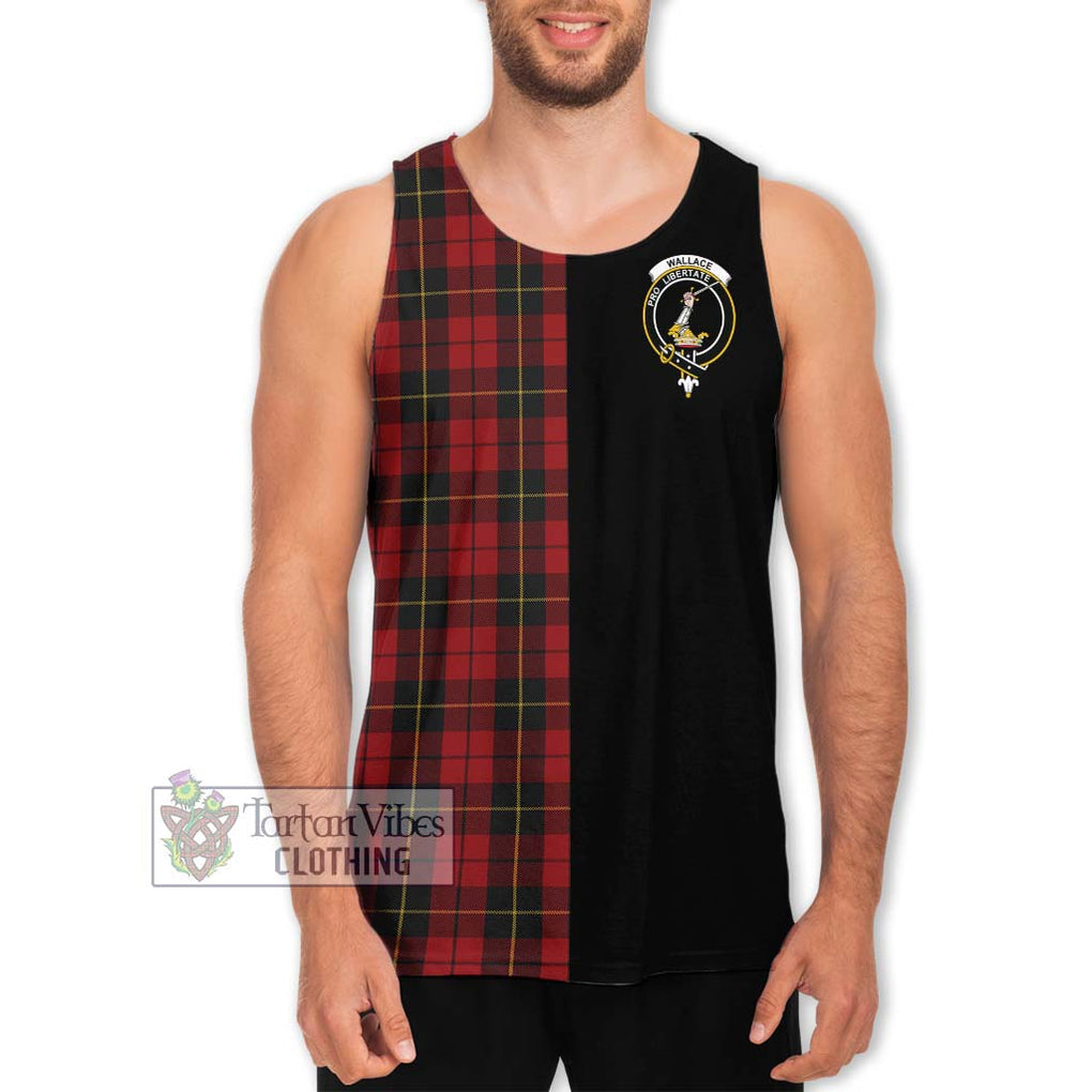 Wallace Tartan Men's Tank Top with Family Crest and Half Of Me Style Men - Tartanvibesclothing Shop