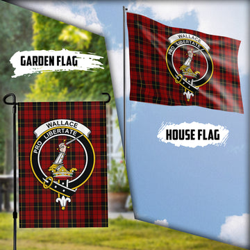 Wallace Tartan Flag with Family Crest