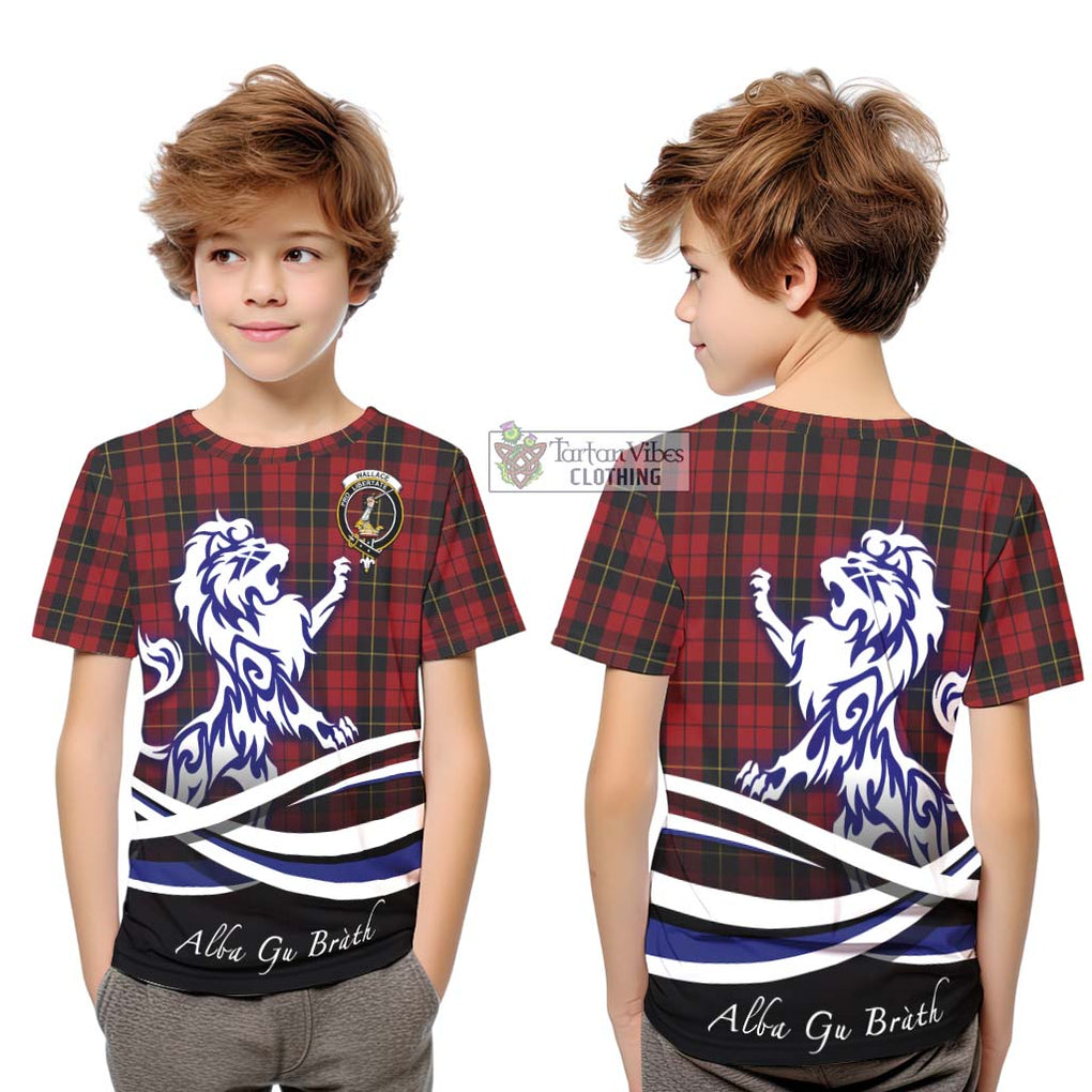 Wallace Tartan Kid T-Shirt with Alba Gu Brath Regal Lion Emblem Youth XL Size14 - Tartanvibesclothing Shop