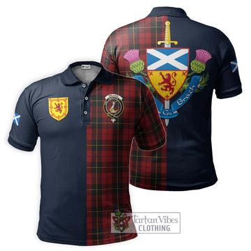 Wallace Tartan Polo Shirt Alba with Scottish Lion Royal Arm Half Style