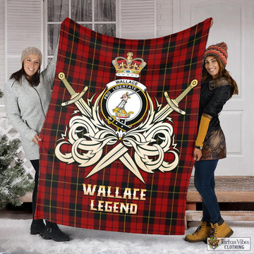 Wallace Tartan Blanket with Clan Crest and the Golden Sword of Courageous Legacy