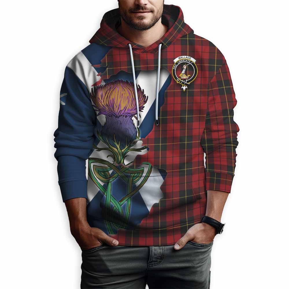 Tartan Vibes Clothing Wallace Tartan Family Crest Hoodie Scottish Thistle Celtic Inspired