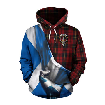 Tartan Vibes Clothing Wallace Tartan Cotton Hoodie with Family Crest Scotland Patriotic Style