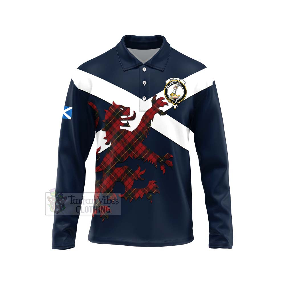 Tartan Vibes Clothing Wallace Tartan Lion Rampant Long Sleeve Polo Shirt – Proudly Display Your Heritage with Alba Gu Brath and Clan Name