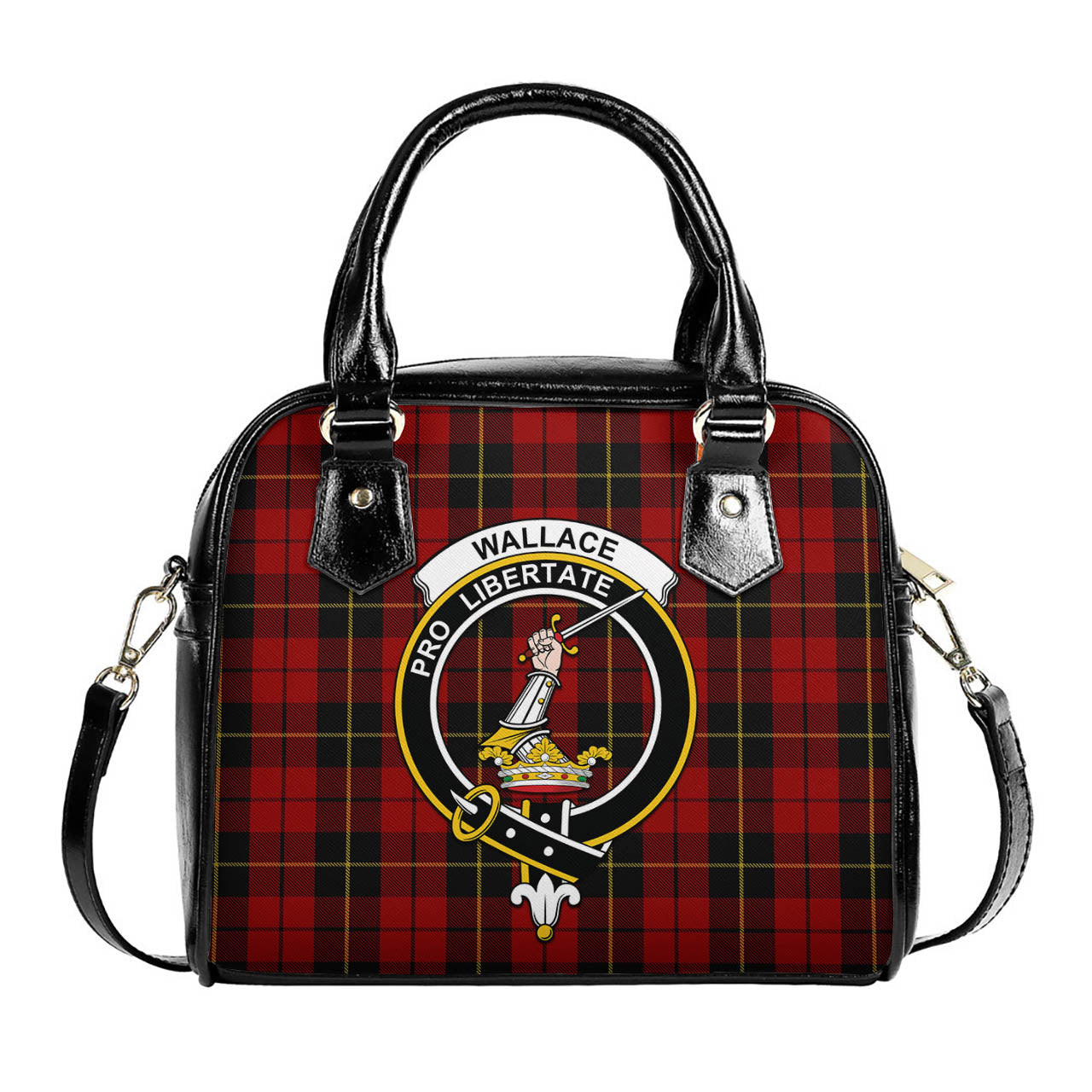 Wallace Tartan Shoulder Handbags with Family Crest One Size 6*25*22 cm - Tartanvibesclothing