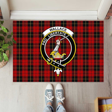 Wallace Tartan Rubber Doormat with Family Crest