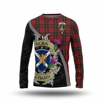 Tartan Vibes Clothing Wallace Tartan Family Crest Long Sleeve T-Shirt Lion Rampant Royal Thistle Shield Celtic Inspired