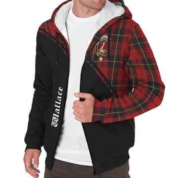 Wallace Tartan Sherpa Hoodie with Family Crest Curve Style