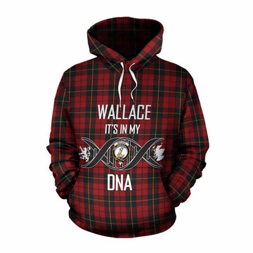 Tartan Vibes Clothing Wallace Tartan Cotton Hoodie with Family Crest DNA In Me Style