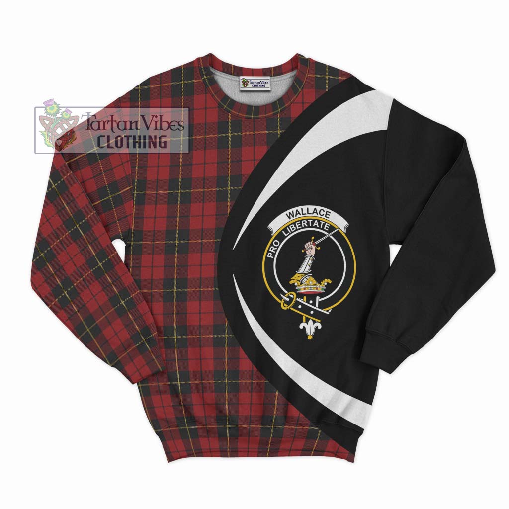 Wallace Tartan Sweatshirt with Family Crest Circle Style Unisex - Tartan Vibes Clothing
