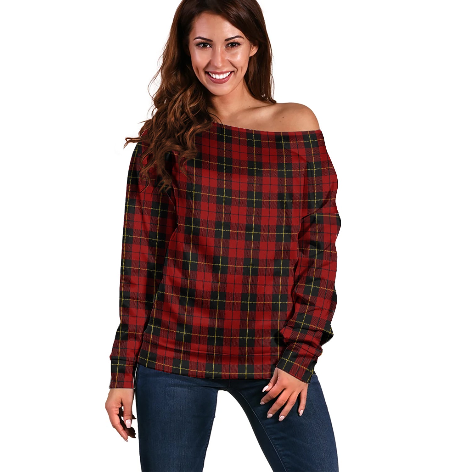 Wallace Tartan Off Shoulder Women Sweater Women - Tartanvibesclothing Shop