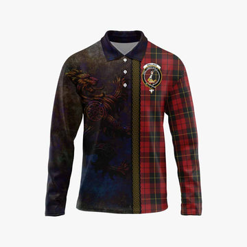 Wallace Tartan Family Crest Long Sleeve Polo Shirt Alba Gu Brath Be Brave Lion Ancient Style