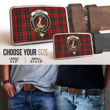 Wallace Tartan Belt Buckles with Family Crest
