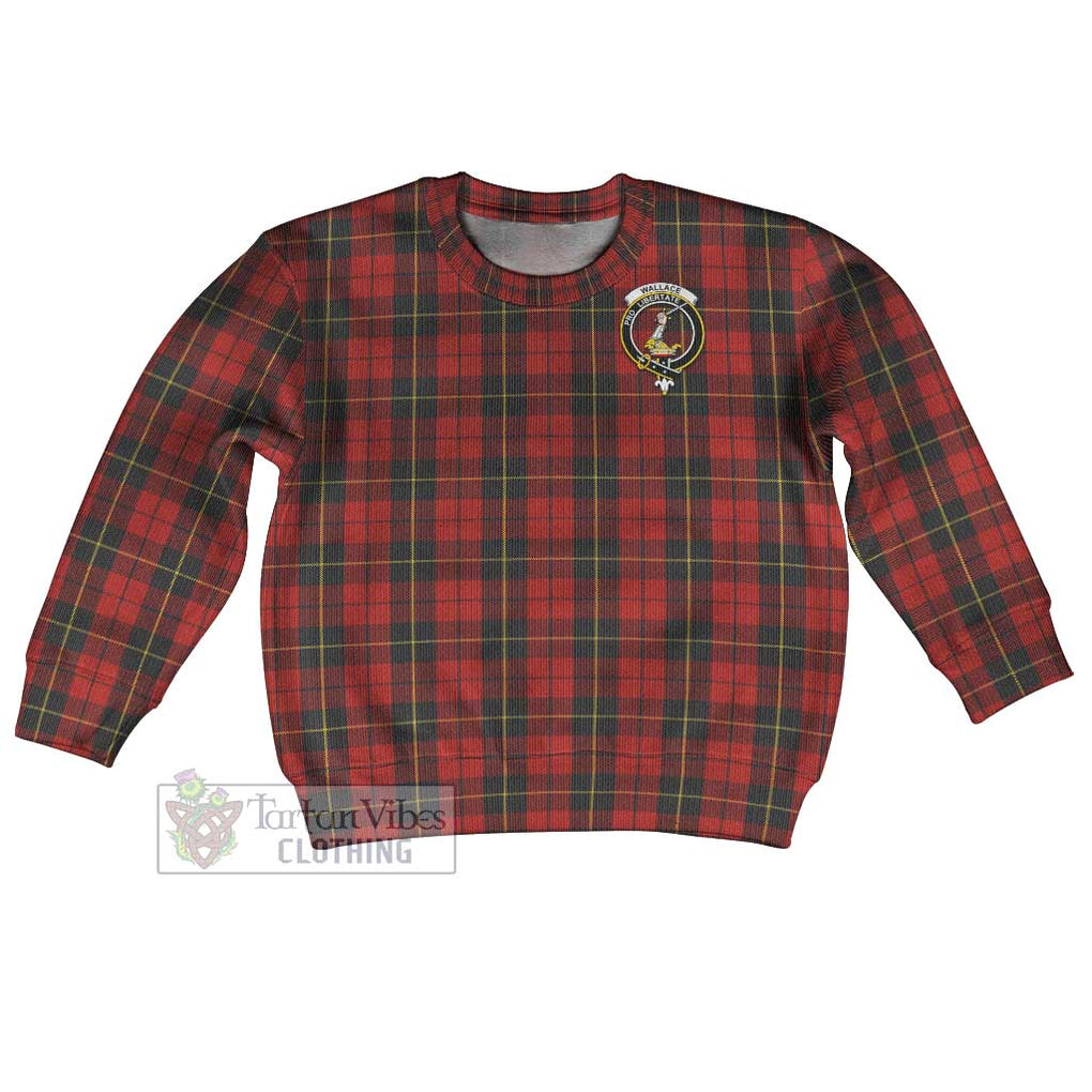 Tartan Vibes Clothing Wallace Tartan Kid Ugly Sweater with Family Crest