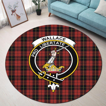 wallace-tartan-round-rug-with-family-crest