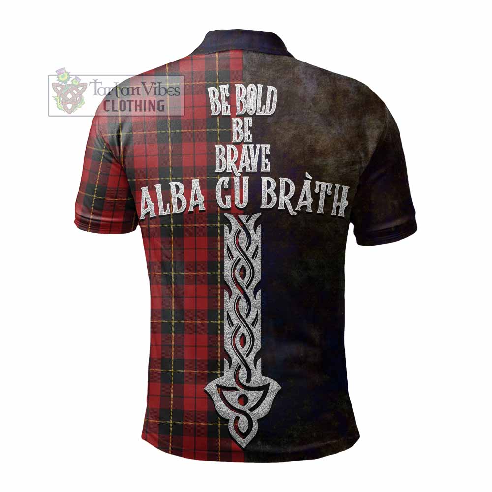 Tartan Vibes Clothing Wallace Tartan Family Crest Polo Shirt Alba Gu Brath Be Brave Lion Ancient Style