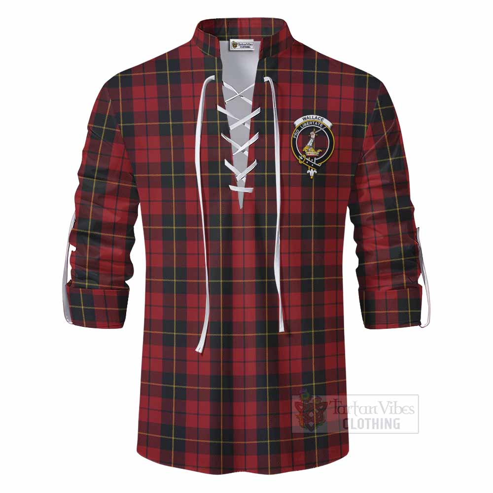 Tartan Vibes Clothing Wallace Tartan Ghillie Kilt Shirt with Family Crest DNA In Me Style