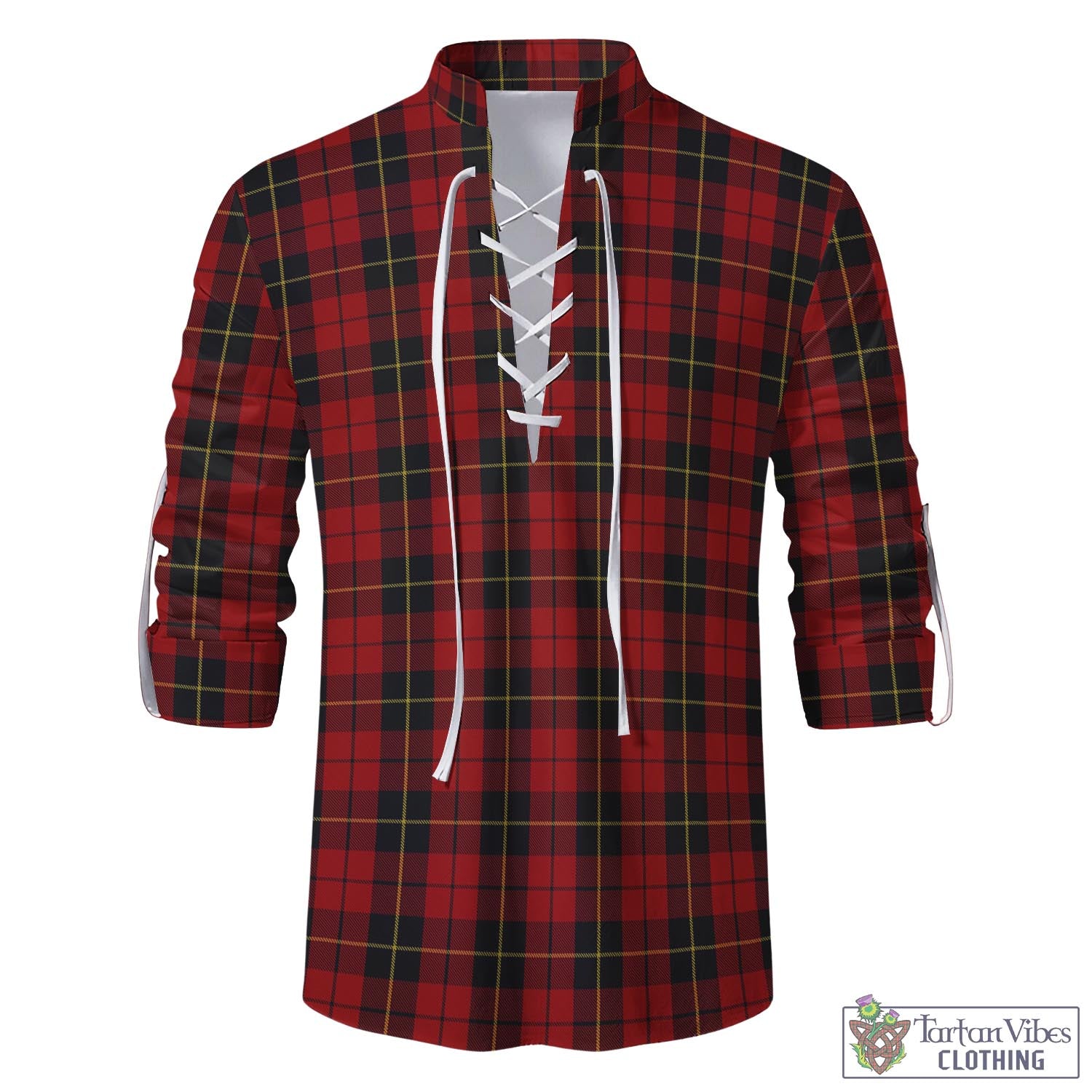 Tartan Vibes Clothing Wallace Tartan Men's Scottish Traditional Jacobite Ghillie Kilt Shirt