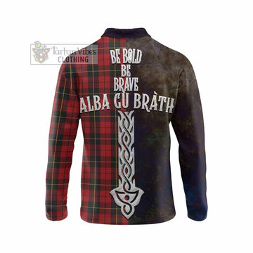 Wallace Tartan Family Crest Long Sleeve Polo Shirt Alba Gu Brath Be Brave Lion Ancient Style