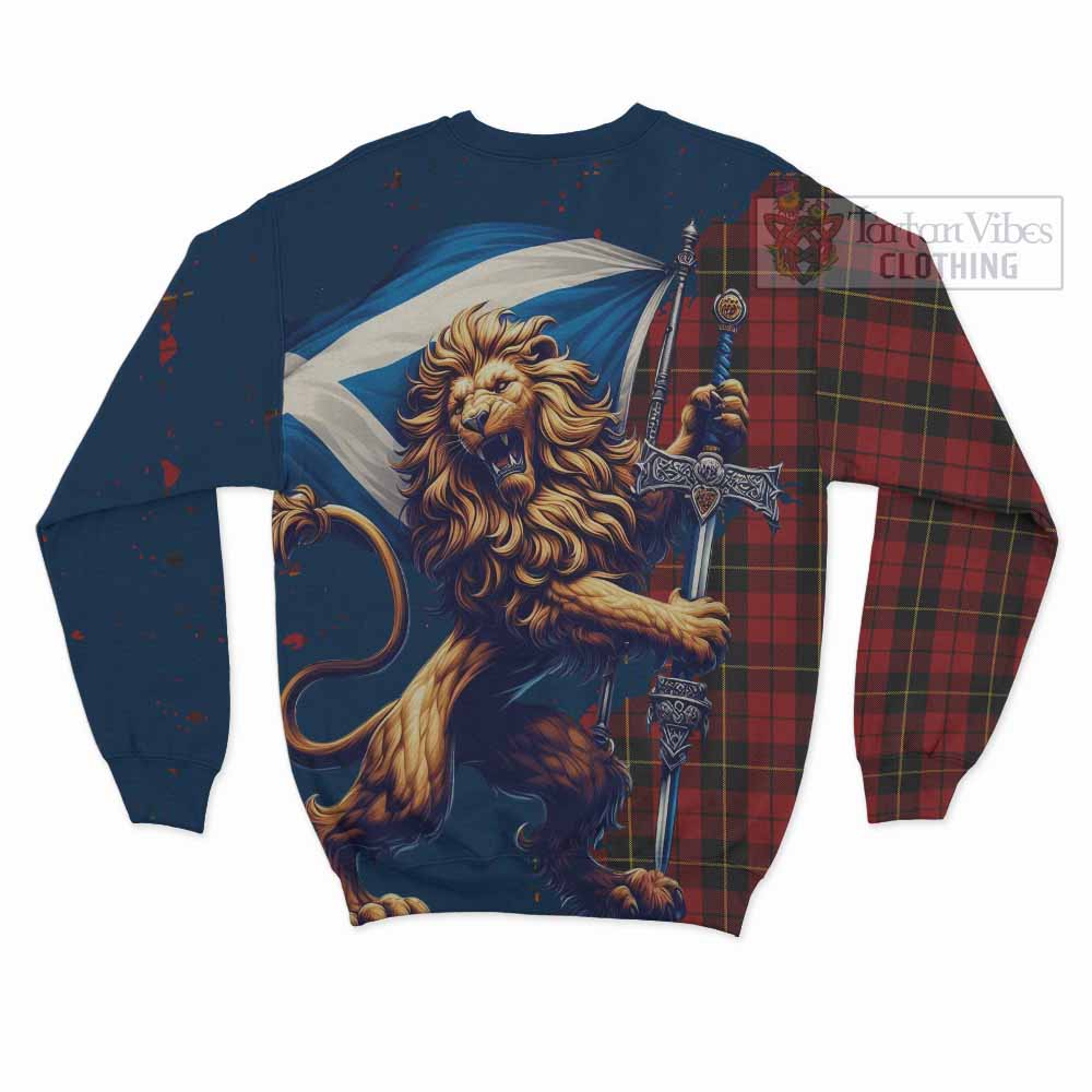 Tartan Vibes Clothing Wallace Tartan Family Crest Sweatshirt with Scottish Majestic Lion