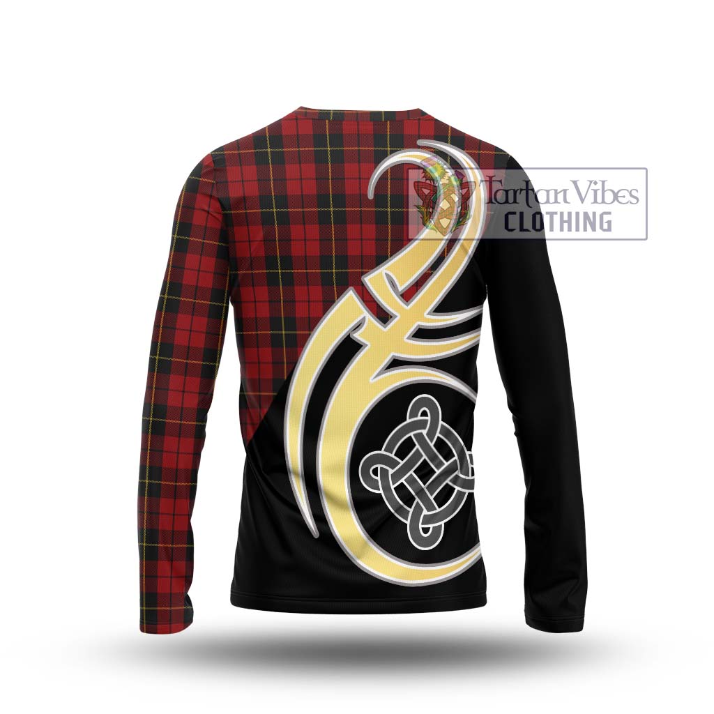 Wallace Tartan Long Sleeve T-Shirt with Family Crest and Celtic Symbol Style - Tartan Vibes Clothing