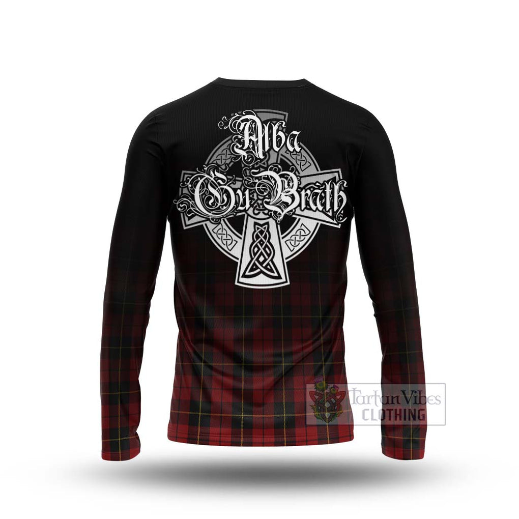 Tartan Vibes Clothing Wallace Tartan Long Sleeve T-Shirt Featuring Alba Gu Brath Family Crest Celtic Inspired