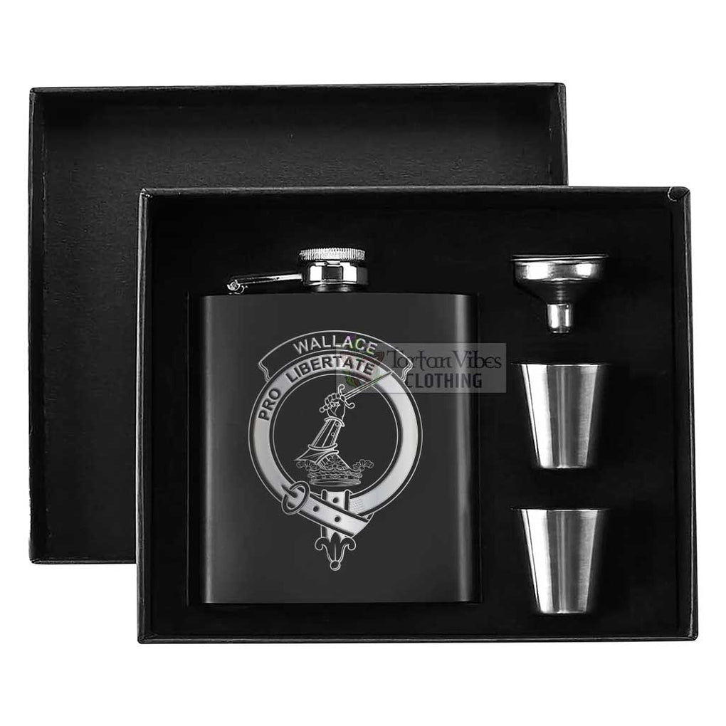 Tartan Vibes Clothing Wallace Crest Hip Flask Set 7oz Black Stainless Steel with A Gift Box