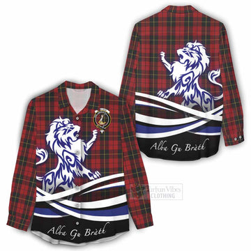 Tartan Vibes Clothing Wallace Tartan Women's Casual Shirt with Alba Gu Brath Regal Lion Emblem